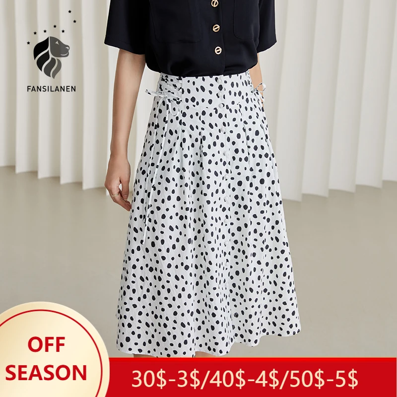 

FSLE Office Lady Polka Dot High Waist Retro Skirt Female Summer New High Waist Thin French Style Retro Design Women Skirt