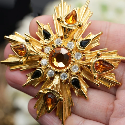 Винтажная брошь с крестом в стиле барокко для женщин и девочек, булавка в стиле ретро, унисекс, значки со стразами в дворцовом стиле, ювелирные изделия для женщин, пряжки