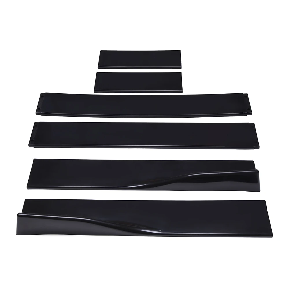 

6pcs 2m Universal Black Car Side Skirts Winglet Extensions Splitters Body Apron Lip For BMW For Benz For Audi