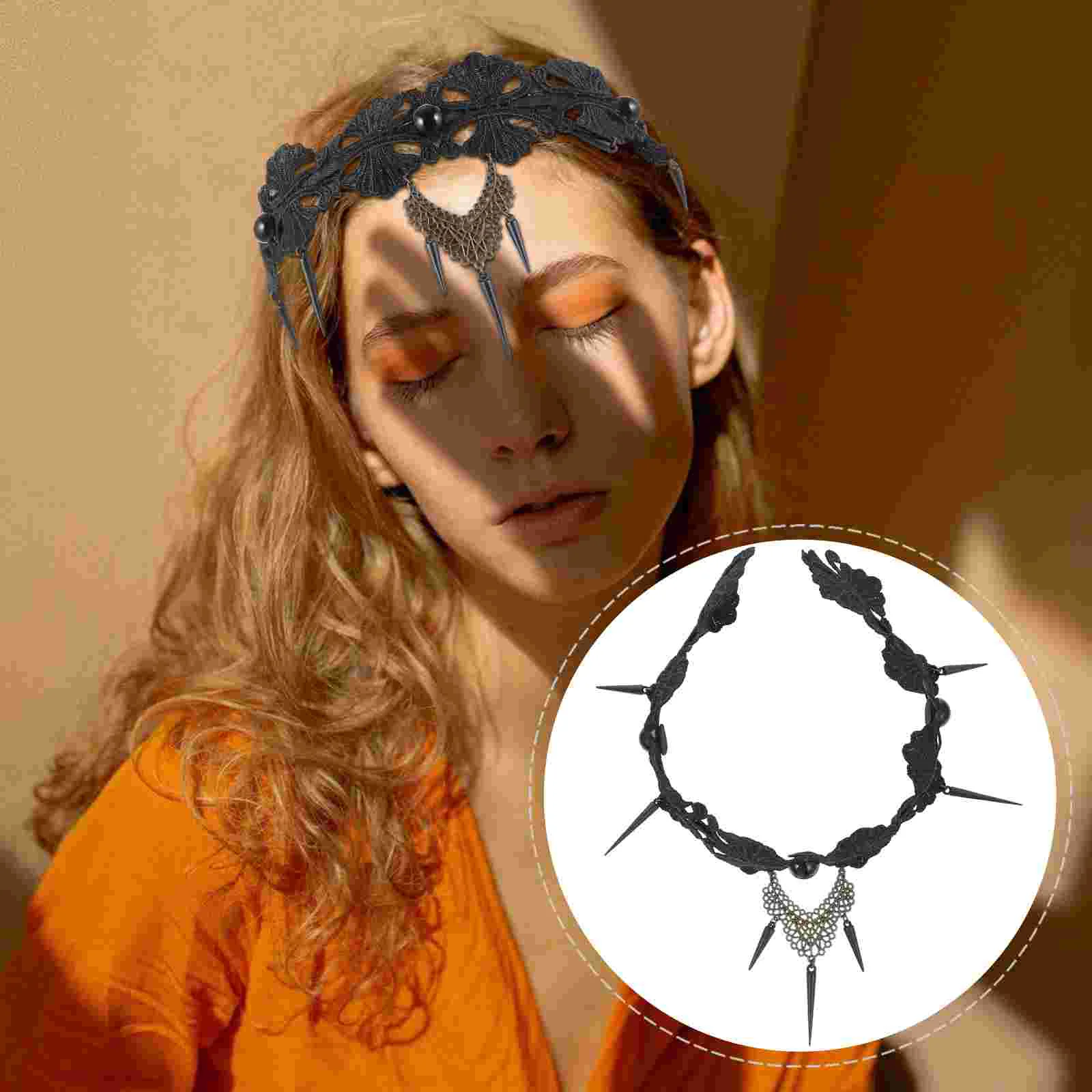 

2Pcs Lace Headband Cosplay Vintage Hair Jewelry Costume Prop Lace Hairband