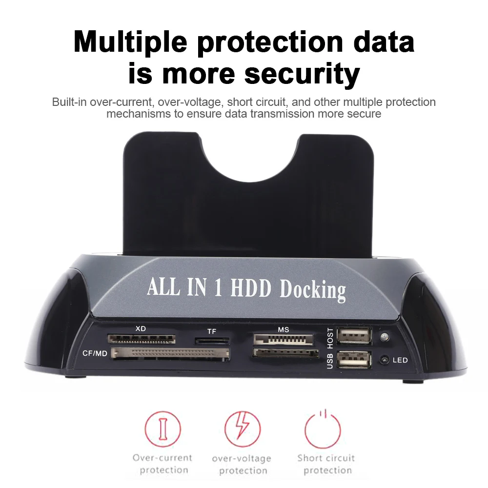 

2.5/3.5 Inch SATA/IDE HDD Case 2-Dock Dual Bay Hard Drive Docking Station e-SATA Card Reader Hub USB Enclosure HDD US