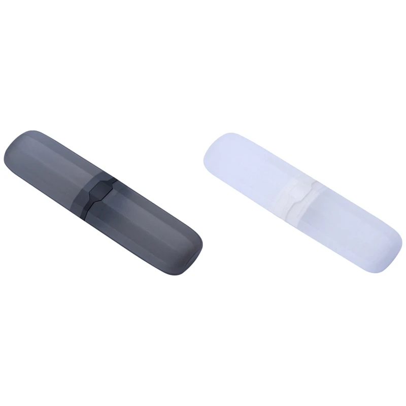 

2 Pcs Travel Toothbrush Case Stretchable Toothpaste Holder Anti Bacterial Adjustable Box Black & Transparent White