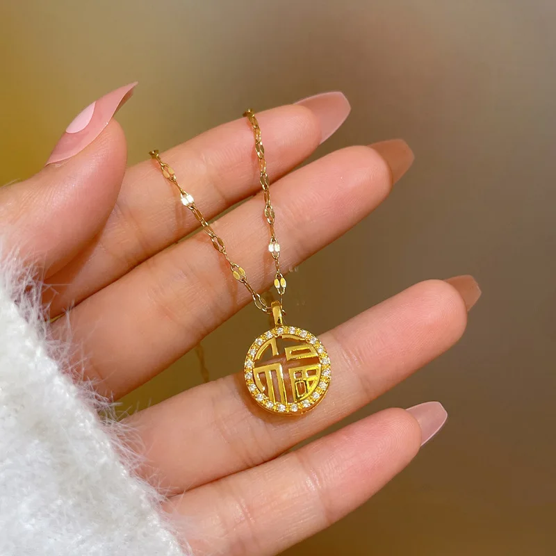 

Elegant blessing card necklace women's new collarbone necklace women's all-match fashion necklace necklace women