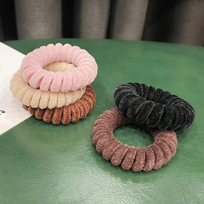 Женские винтажные однотонные флокирующие резинки для телефона эластичные волос
