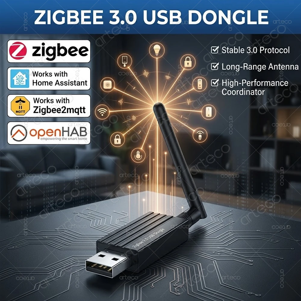 Фото Универсальный беспроводной смарт-шлюз/координатор Zigbee 3.0 USB с открытым исходным кодом для Home Assistant, Zigbee2MQTT, ZHA, OpenHAB №1