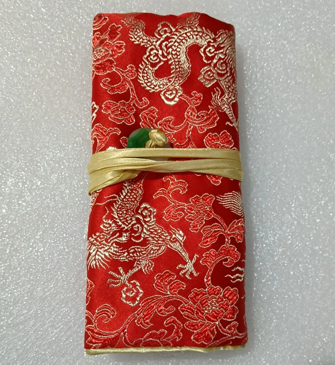 2 шт. шелковые атласные сумки с несколькими молниями и драконом дорожные для