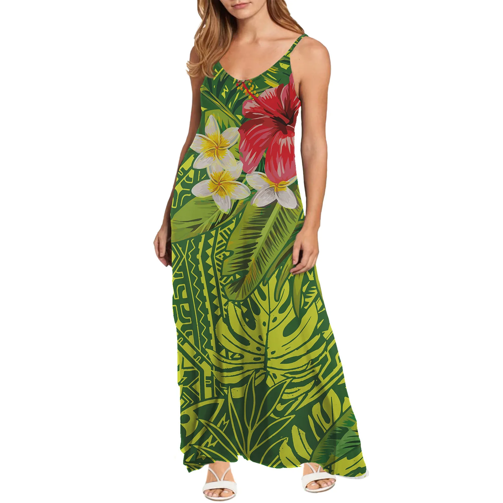 

Summer 2022 New Women's Printed Slip Dress, Mid-waist Polyester Temperament Skirt Floral Pattern Dress
