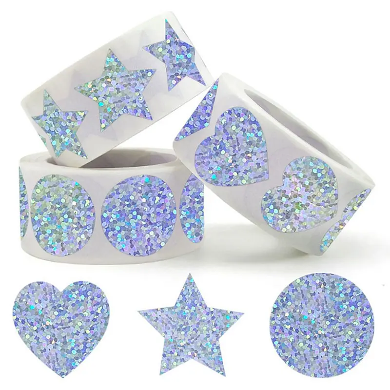 

50-500 шт., круглые наклейки с надписью Love Heart Stars