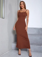 ingrily elegant casual summer womens dresses classic concise solid skinny robe sleeveless body shaping partywer lady vestidos