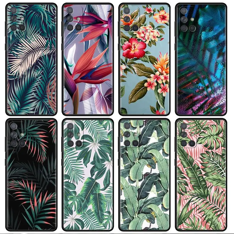Тропический чехол с зелеными листьями растений для Samsung Galaxy A54 A52 A14 5G A53 A12 A13 A71 A23 A34
