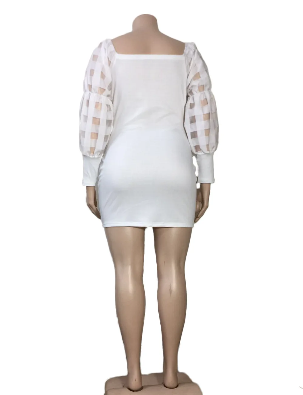 Plus Size Women Clothing Birthday Dresses for Women 2022 Dresses Autumn Winter 2023 Solid Puff Sleeve Sheath Above Knee Mini