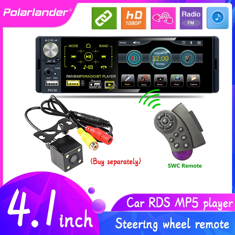 

New Arrival Car Radio TFT LCD HD 4*50W ISO 4.1" Bluetooth RMVB/AVI Media Player Subwoofer MP3 MP4 MP5 Radio RDS/AM/FM/USB