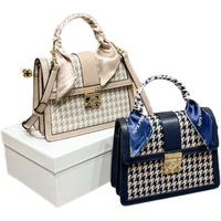 real leather handbag women houndstooth scarlf luxury bag shoulder tote bags for women crossbody cute side bag