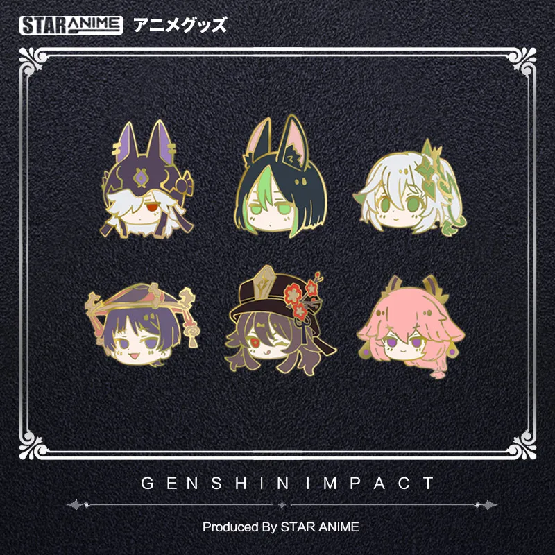 

Anime Genshin Impact Yae Miko Cyno Hu Tao Nahida Tighnari Q Version Cosplay Metal Badge Bags Button Brooch Pin Souvenir Toy