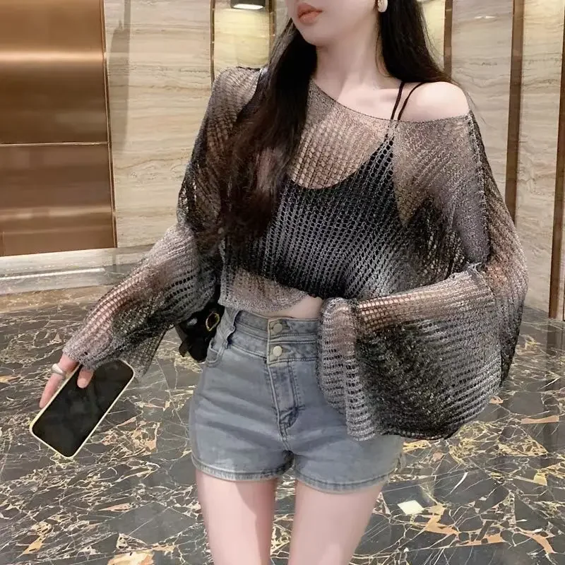 Пуловеры женские пикантные свободные для отдыха Модные Пустые простые дышащие