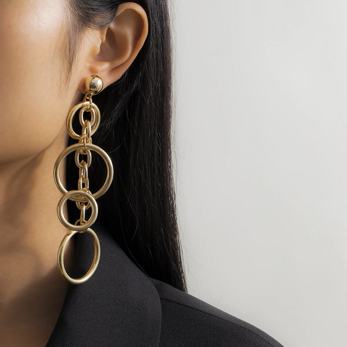 

Punk Long Big Circle Link Chain Earrings For Women Hiphop Statement Large Drop Earrings Fashion 2023 Earring Jewelry Gift