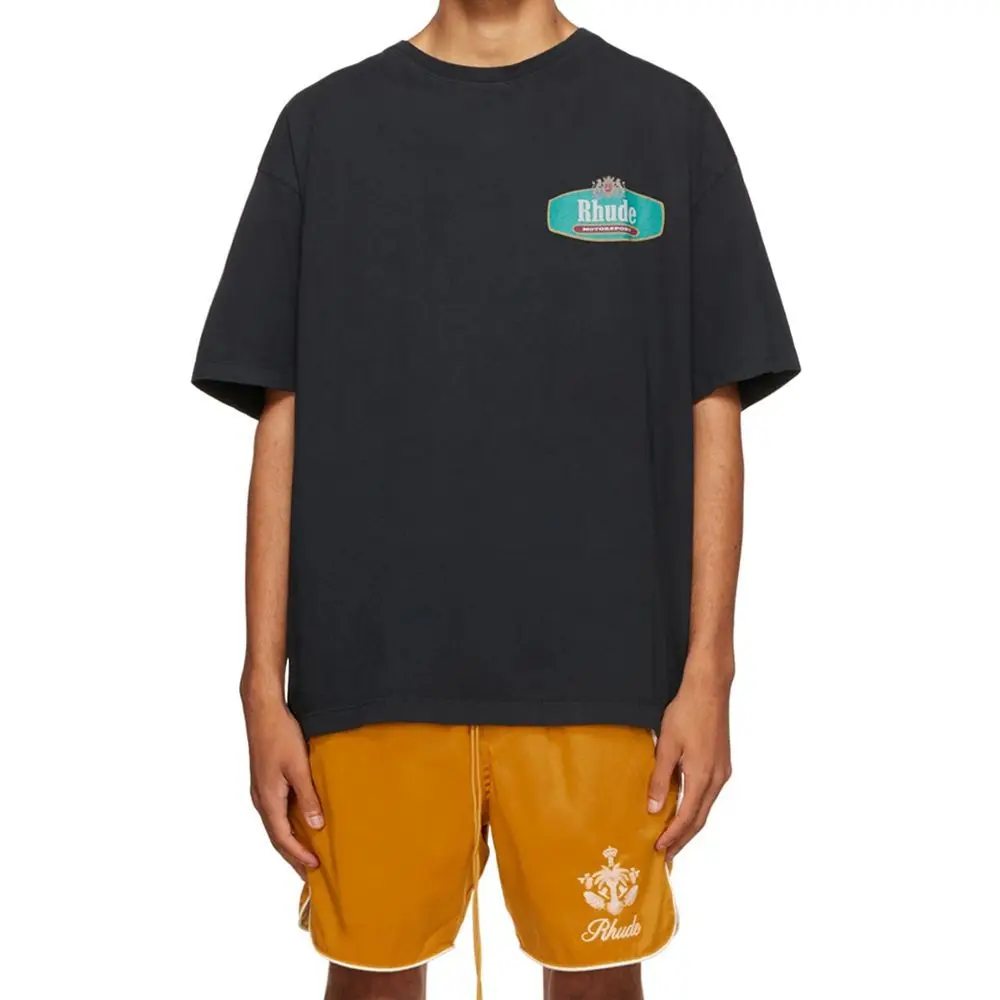 

RHUDE T-shirts 22SS Men Women 1:1 Best Quality Summer Men's Racing Crest Printing Short Sleeve Top Tees T-Shirt T Shirts Cotton