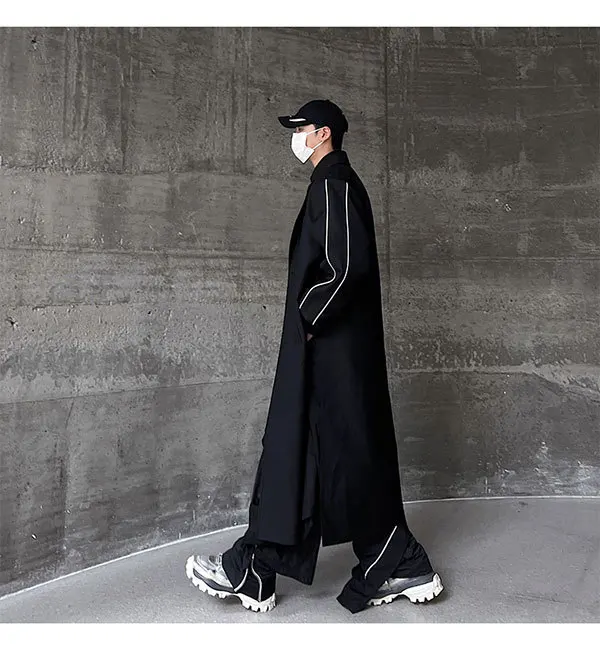 Тренчкот GetSpring для женщин и мужчин осень 2024 яркая черная ветровка модная