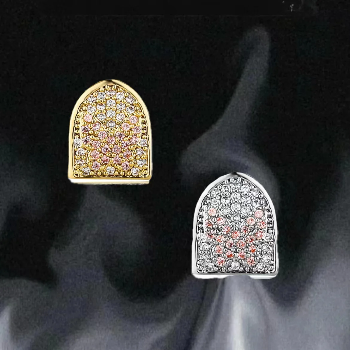 YOUNGX модные большие одиночные бабочки с цирконием Зубные коронки хип-хоп Полный CZ