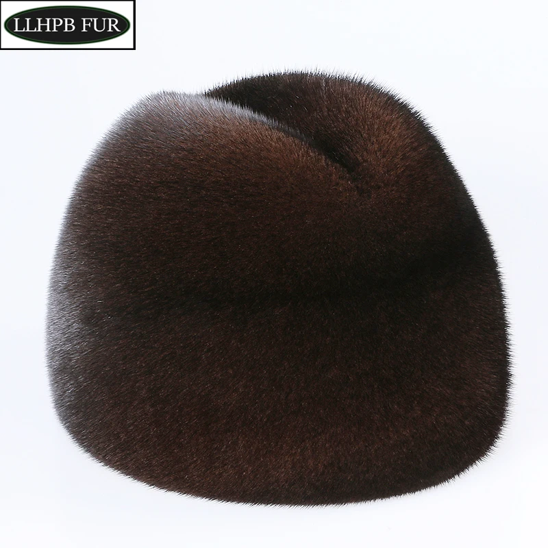 

Men Mink Fur Hat New Fashion Men's Real Mink Fur Cap Winter Warm Top Hat Headgear Beanie Beret Natural Real Mink Fur Cap For Men