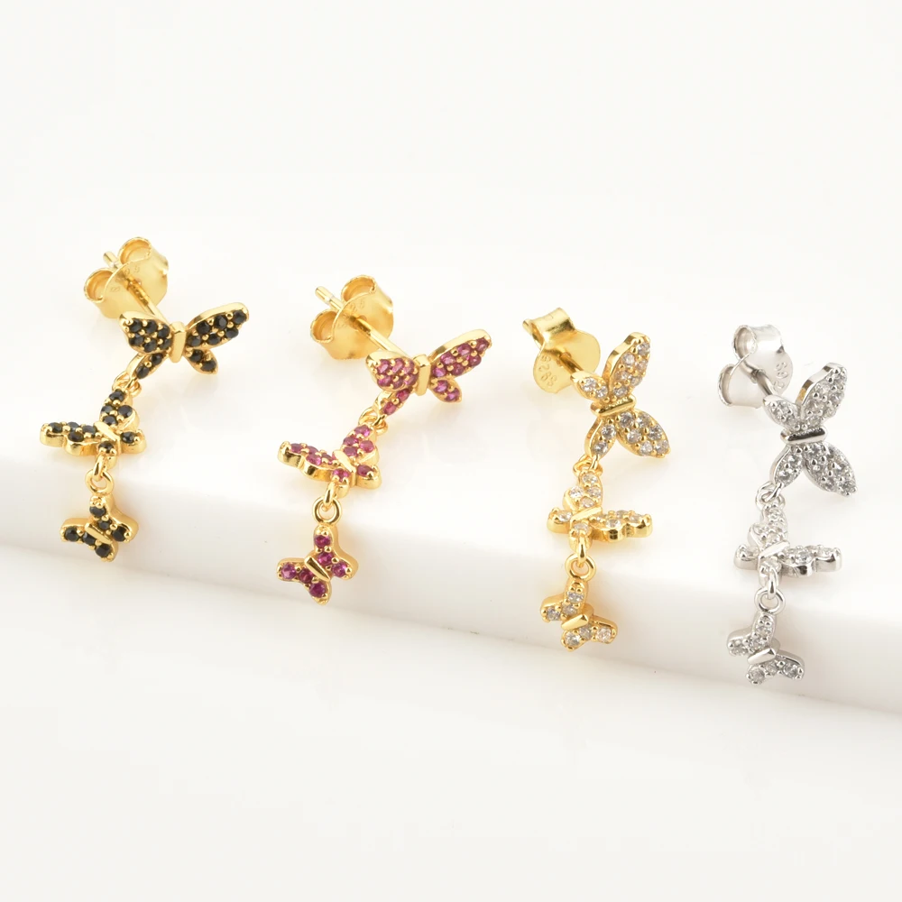 

S925 Butterfly Charm Boho Fashion Queen Delicate Tassel Earrings Ladies Fashion Jewelry Trend Ins Same Earring Gift