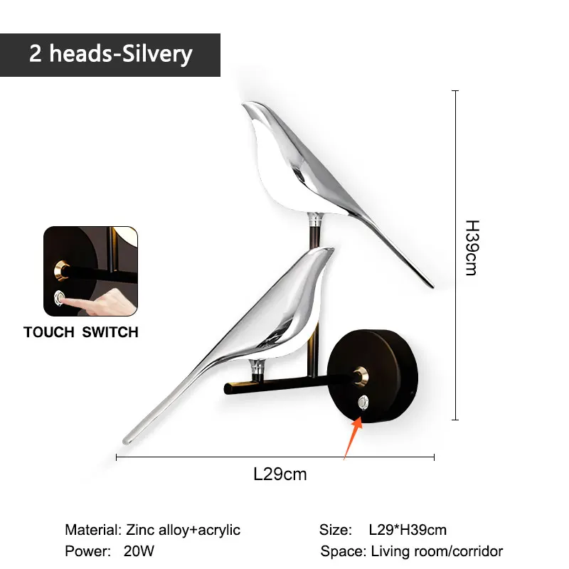 

NIRLTENG Сенсорные настенные светильники Magpie Bird