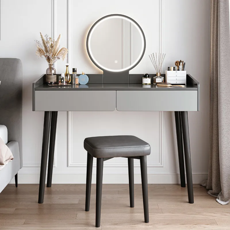 

Black Bedroom Desk Storage Minimalist Corner Makeup Cosmetic Table Vanity Mirror Tavolo Da Trucco Nordic Furniture LJ50DT
