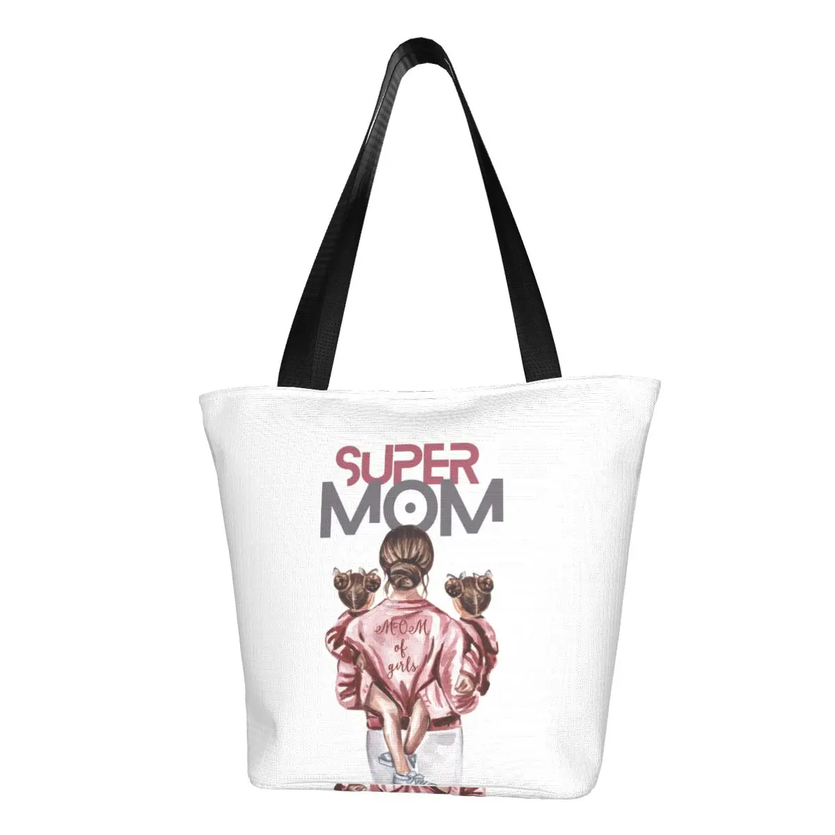

Сумка-шоппер Super Mama, на день матери, с надписью Love Mom, крутые сумки, Полиэстеровая рабочая сумка-тоут, женская дизайнерская пляжная сумка
