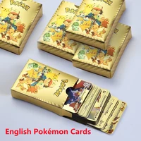 2754pcs pokemon cards english metal gold card box golden letter playing cards metalicas charizard vmax gx series game card box