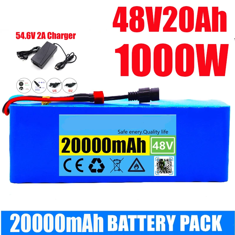 

2022 Original Electric Bicycle Scooter 48V 20Ah Lithium Ion Battery 1000W 13S3P 18650 Lithium Ion 54.6V Charger E-Bike With BMS