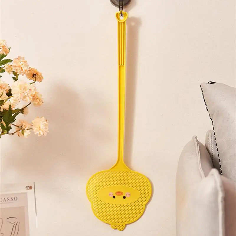 Plastic Fly Swatter Elastic 49.515cm Pest Control Bat Flying Insect Bat Pendable Mango Yellow Swatter Long Handle Flyswatter