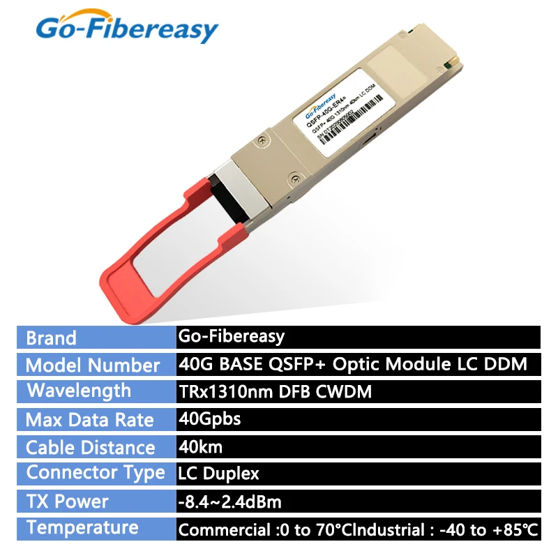 QSFP 40G 40km Transceiver Module QSFP+40GBASE-ER4 1310nm 40km DDM LC Optical Transceiver Module For Cisco/Huawei Optical  Switch