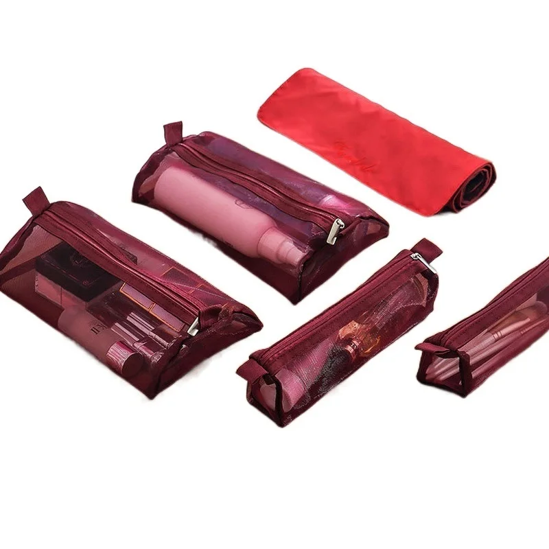 

Женская косметичка, складной дорожный Органайзер, сетчатая Отделяемая сумка для туалетных принадлежностей