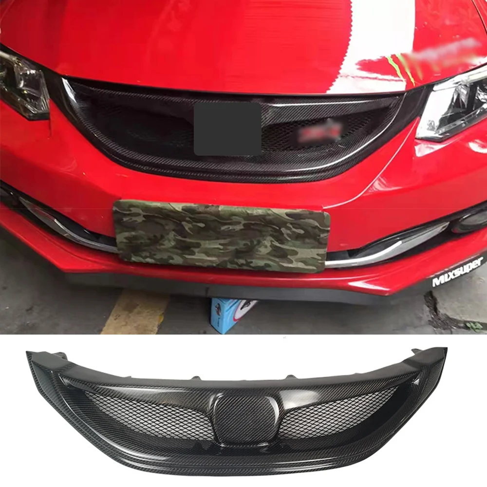 

Гоночные Грили из углеродного волокна для Honda Civic 9,5-Generation 2014 2015, передний бампер, крышка, отделка нижней сетки