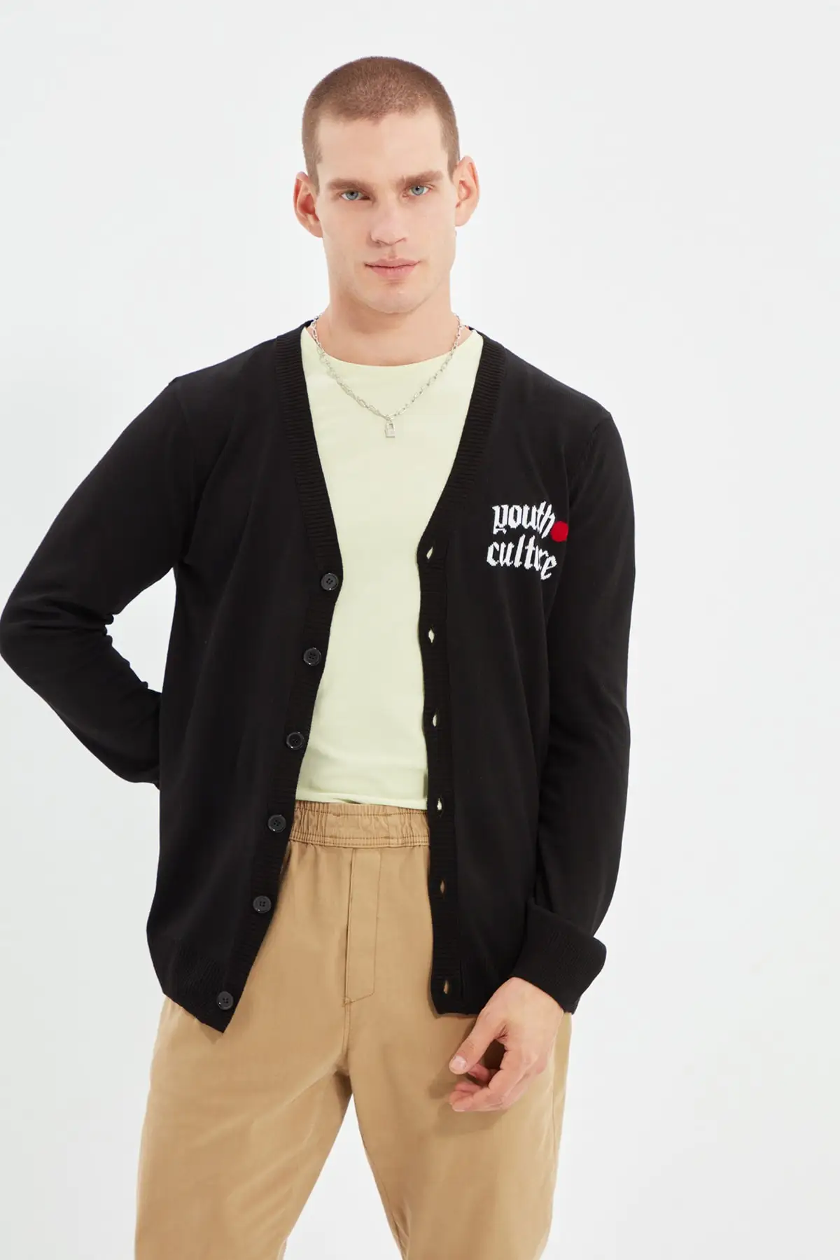 

Trendyol Male Regular Fit Chest Post Detailed Cardigan TMNAW22HI0493