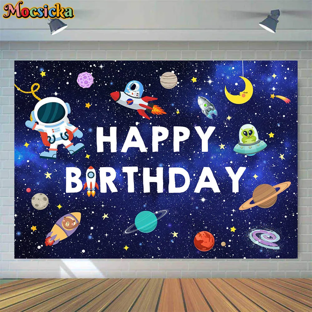 Mocsicka Boy Happy Birthday Background Child Astronaut Birthday Party ...