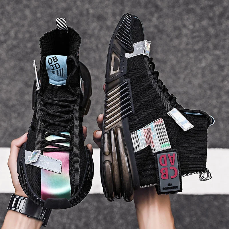 Men Spring Summer Fashion Tide Shoes Sneakers Male Breathable Casual Reflective Footwear High Quality High Top Sneakers