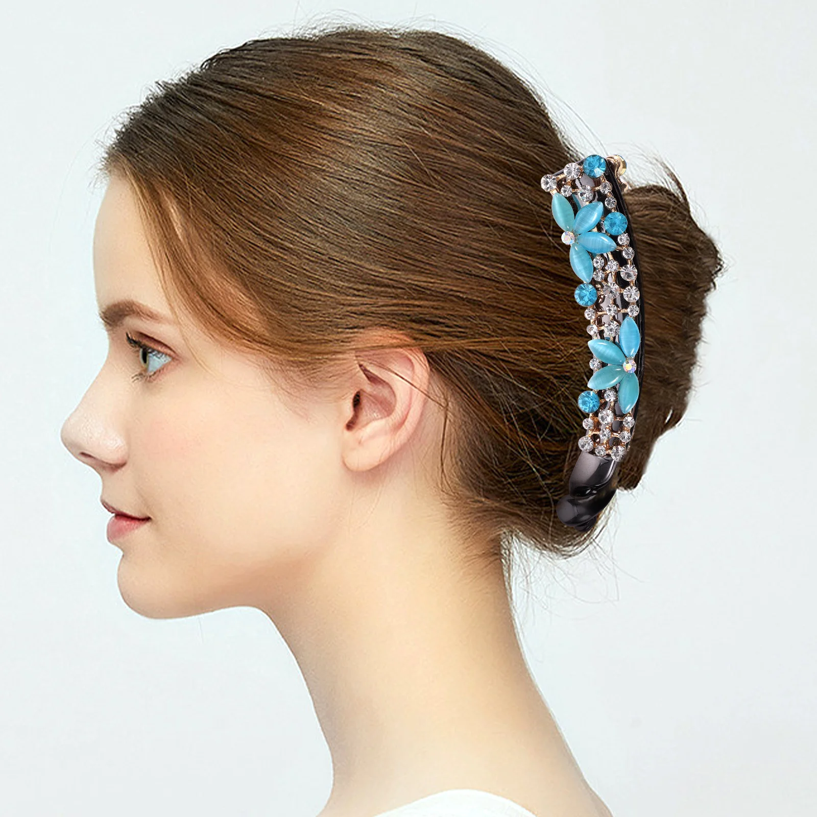 

Banana Clips Rhinestone Hair Girls Accessories Large Vintage Rhinestones Women Miss Jewelry