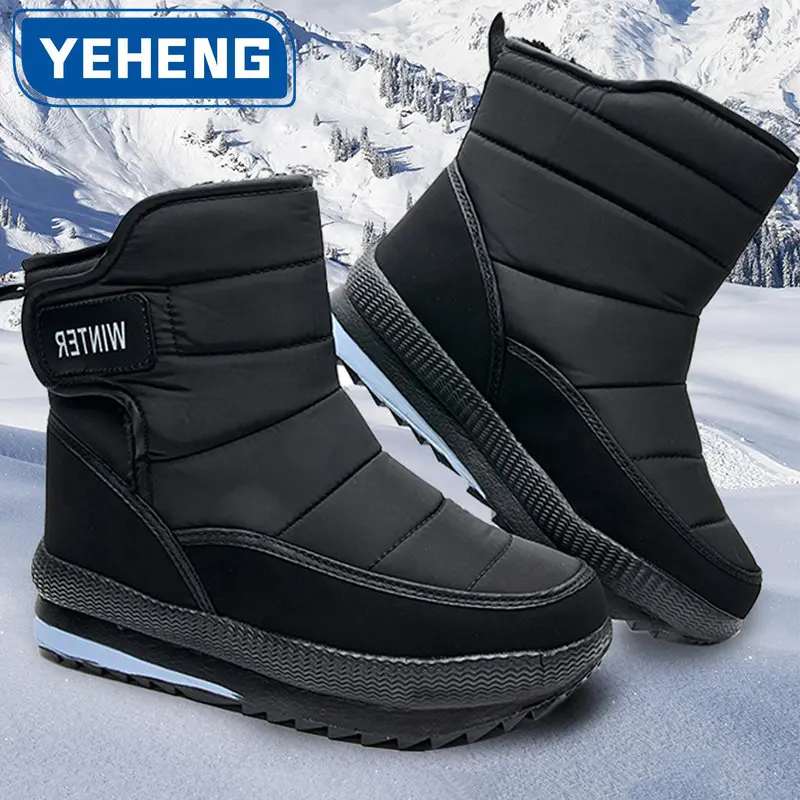 

Ботинки мужские зимние на платформе, теплые водонепроницаемые Нескользящие, утепленные, х/б