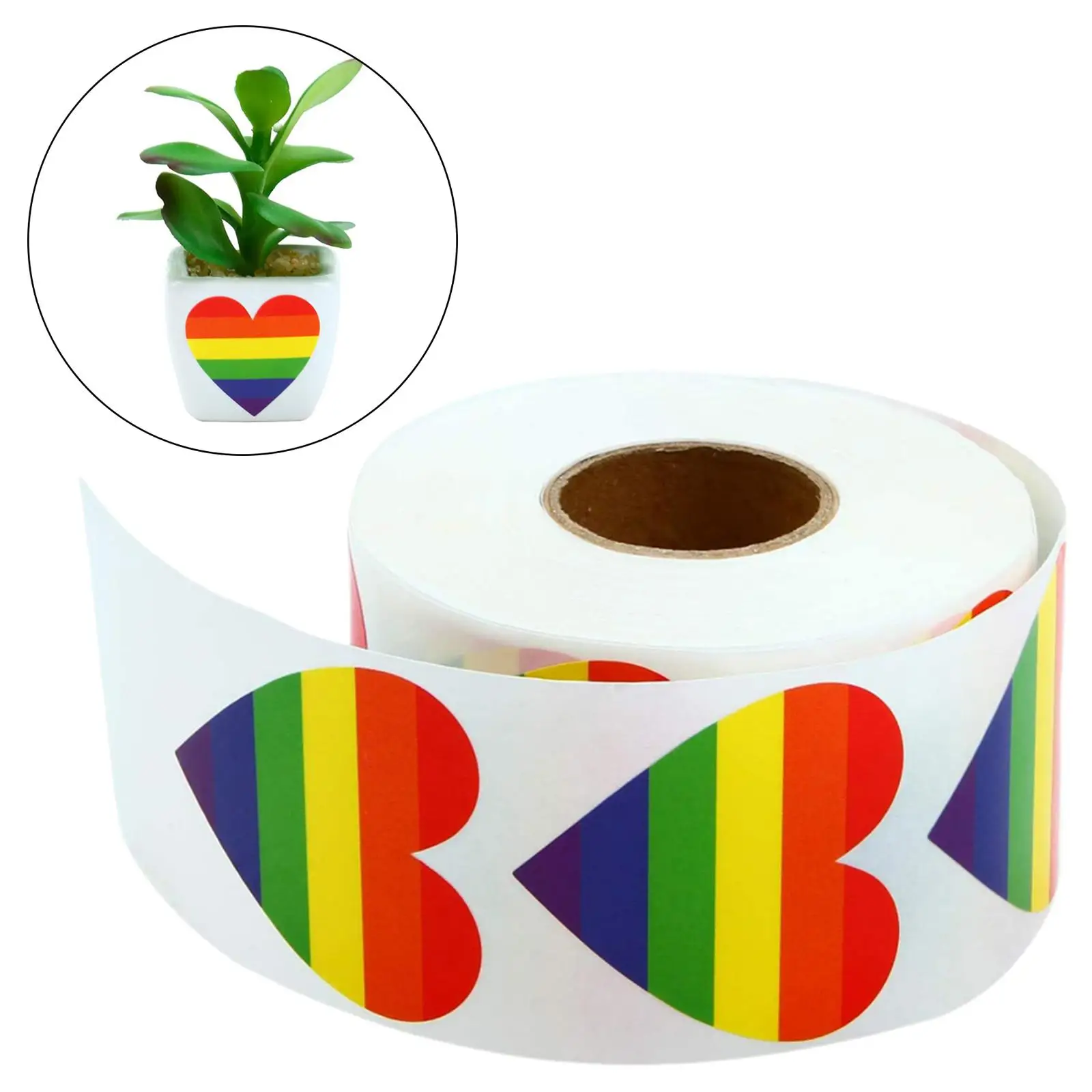 

500 Pieces/Roll Rainbow Heart Sticker Self Adhesive Seal Labels for Valentine'S Day