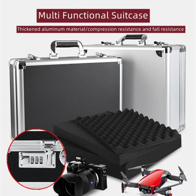 Portable Password Toolbox Multi-function Suitcase Tool Storage Case Aluminum Alloy Safety Instrument Equipment Boxes With Sponge