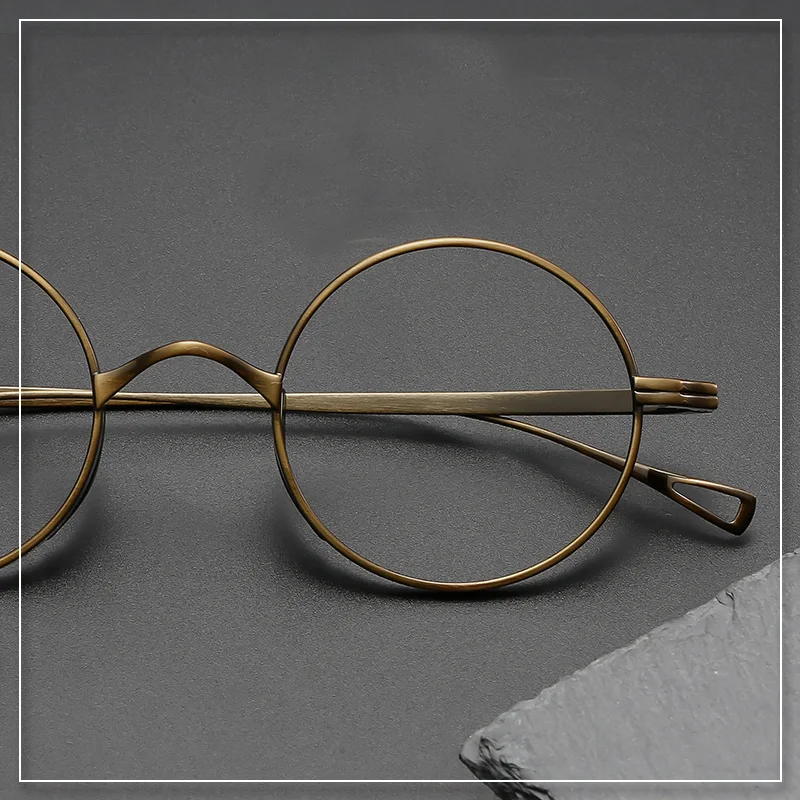 

Designer hand-made retro small round frame ultra-light pure titanium women's anti-blue light anti-radiation myopia men's glasses