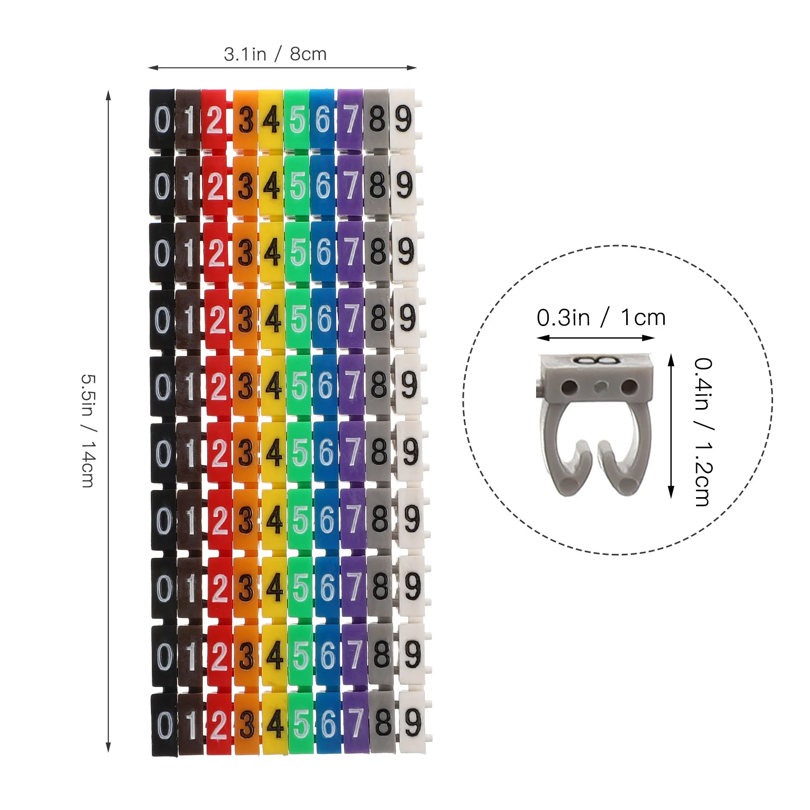 

100 Pcs Number Tube Multicolor Cable Labels Cord Marking Plastic Tags