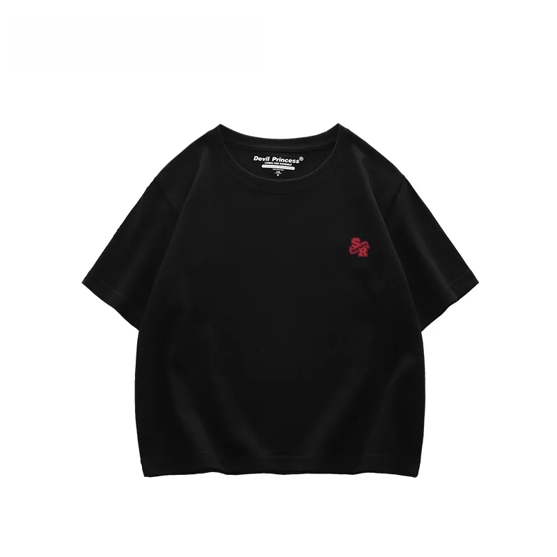 American Vibe Niche Hong Kong Sle Маленькая укороченная футболка женская корейская облегающая