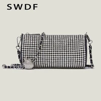 swdf new designer brand new exquisite shiny rhinestone messenger bag leisure fashion versatile hand bags metal chain womens bag