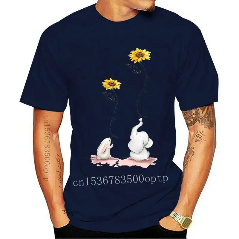 

Camiseta con estampado de dibujos animados para hombre y mujer, camisa con estampado de elefante, flor, amor, Animal de los 90