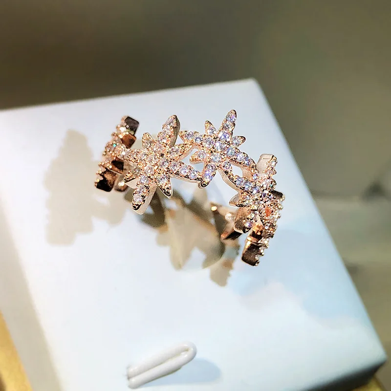 

Solid S925 Sterling Silver Diamond Ring Females Anillos De Wedding Bands Silver 925 Jewelry FL Diamond CN(Origin) Ring Box Women