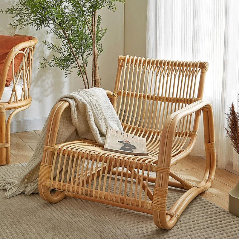 

Ins rattan weave single person sofa, indoor natural rattan chair, lounge chair, minimalist Japanese balcony, leisure sofa chair