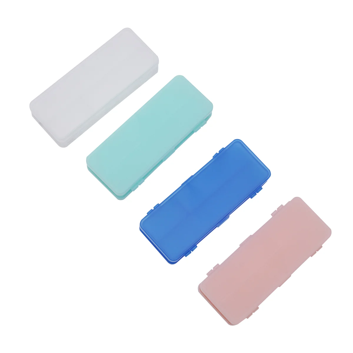 

4Pcs Multifunction Case Pensil Box Two Sides Plastic Customized Translucent Pen Box for School or Office (Green Blue