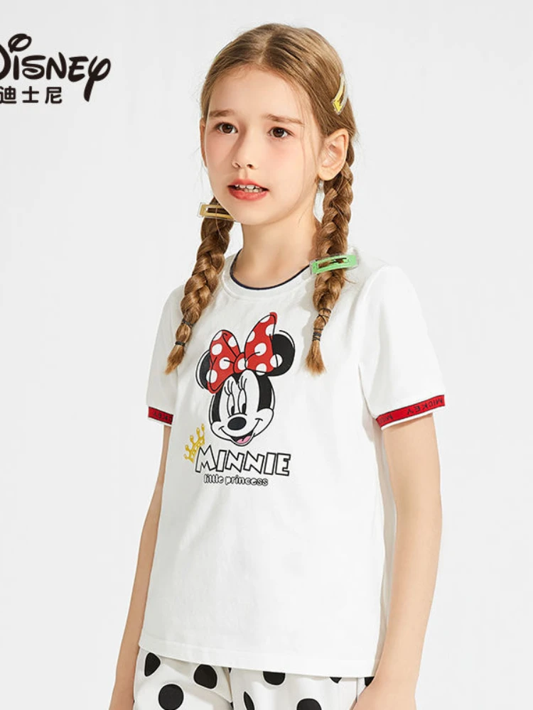 Disney Children's Clothing Children's Clothes T-Shirt Short Sleeve Summer Clothes 2022 Girls Big Boy Western Style Cotton Tops